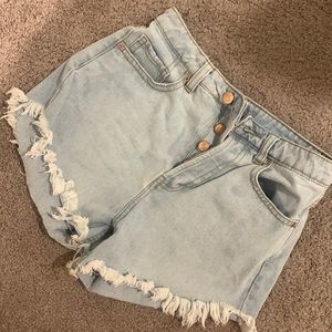 High waisted frayed shortie jean shorts from wild fable